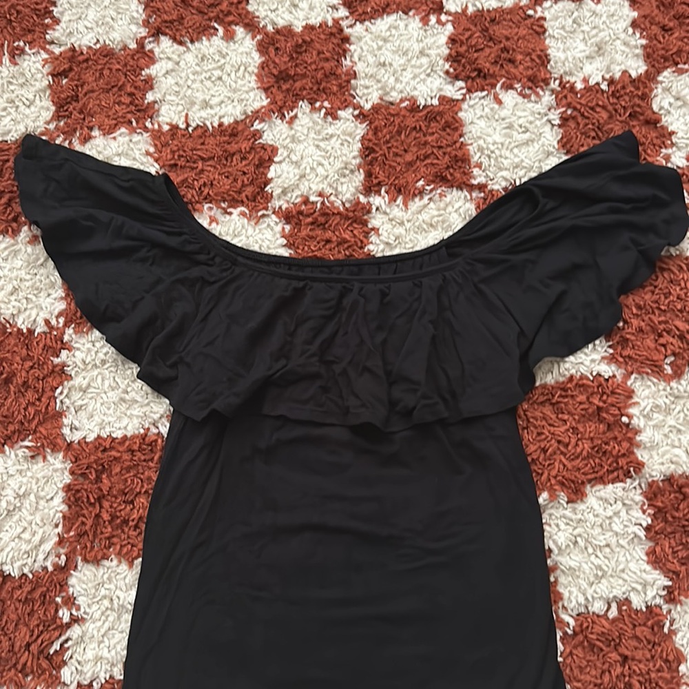 American eagle outfitters • black off the shoulder ruffle bodysuit